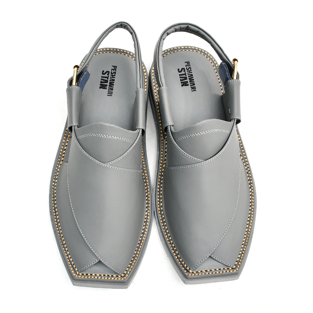 LEATHER PESHAWARI CHAPPAL - ATG-0007 GREY