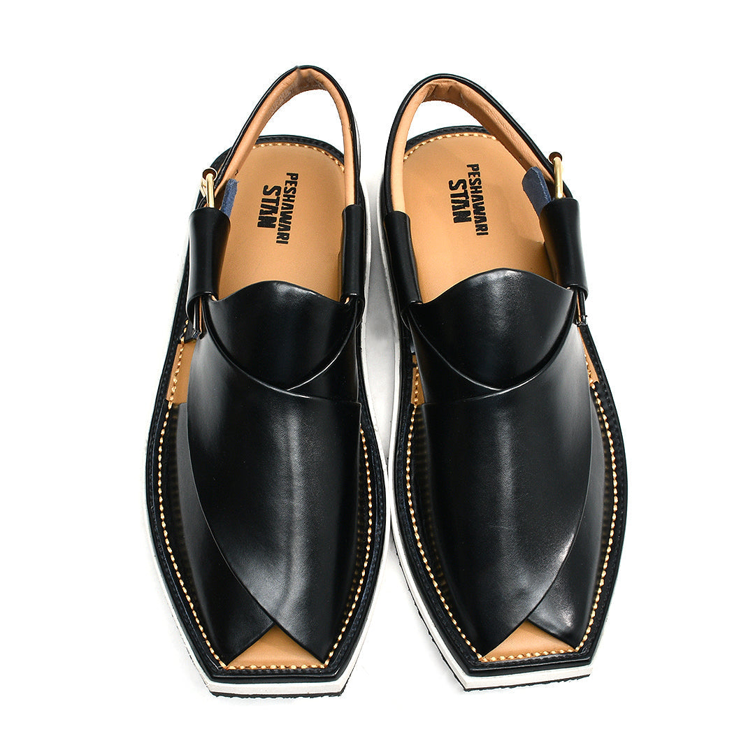 LEATHER PESHAWARI CHAPPAL - ATG0006 - BLACK