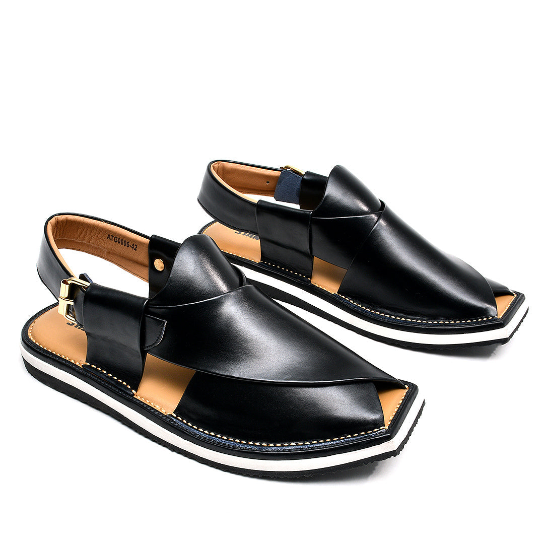 LEATHER PESHAWARI CHAPPAL - ATG0006 - BLACK