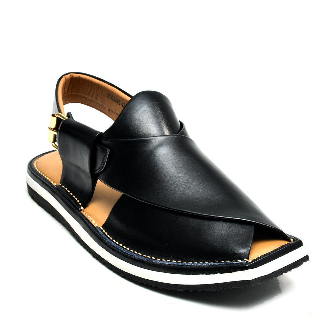 LEATHER PESHAWARI CHAPPAL - ATG0006 - BLACK