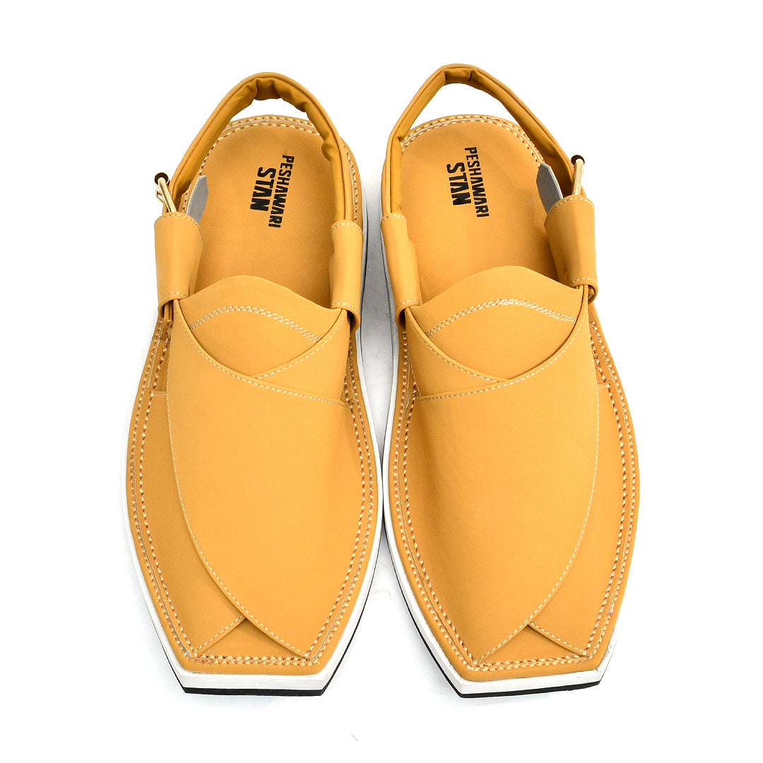 LEATHER PESHAWARI CHAPPAL - ATG0006 - YELLOW