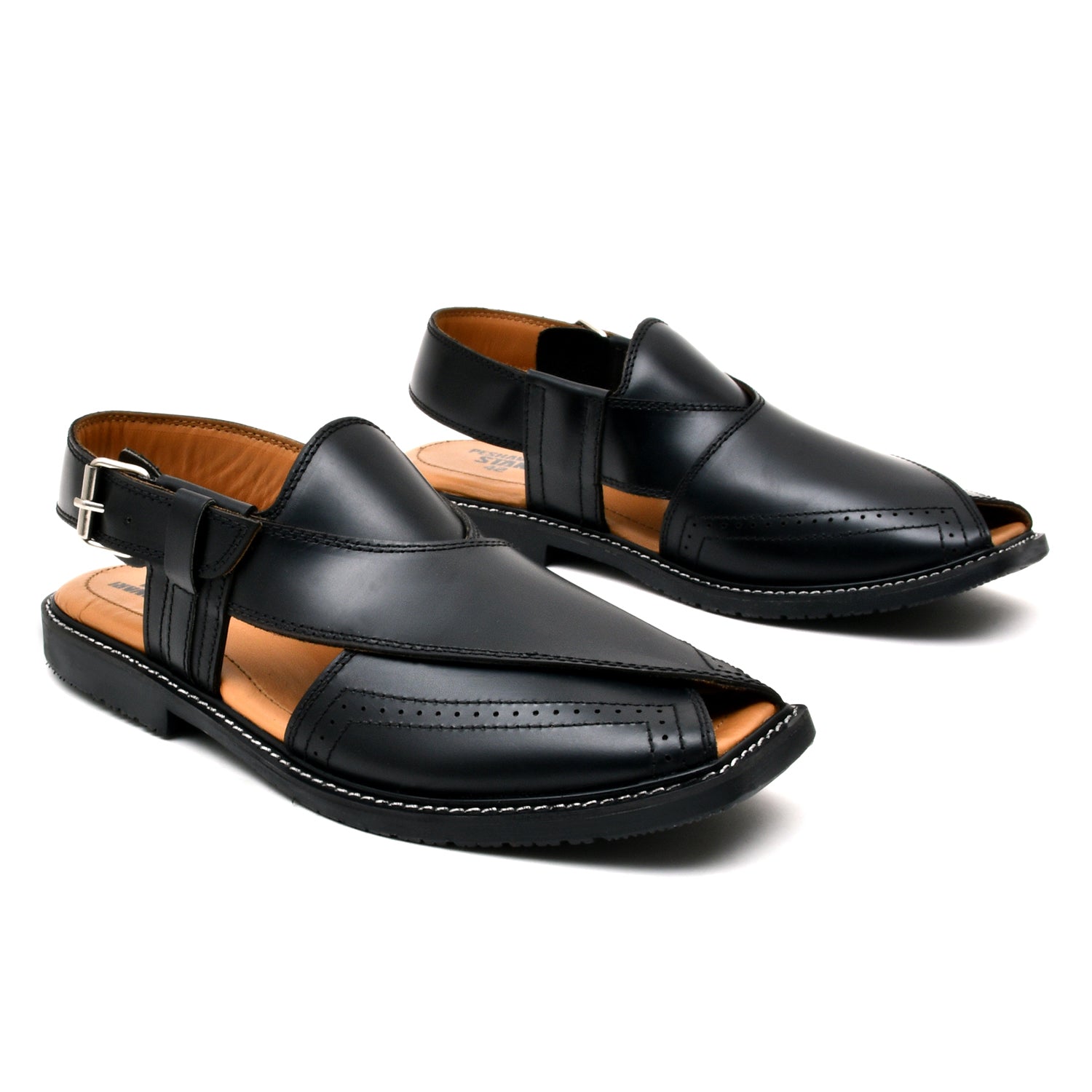 LEATHER PESHAWARI CHAPPAL - FRG0001 - BLACK
