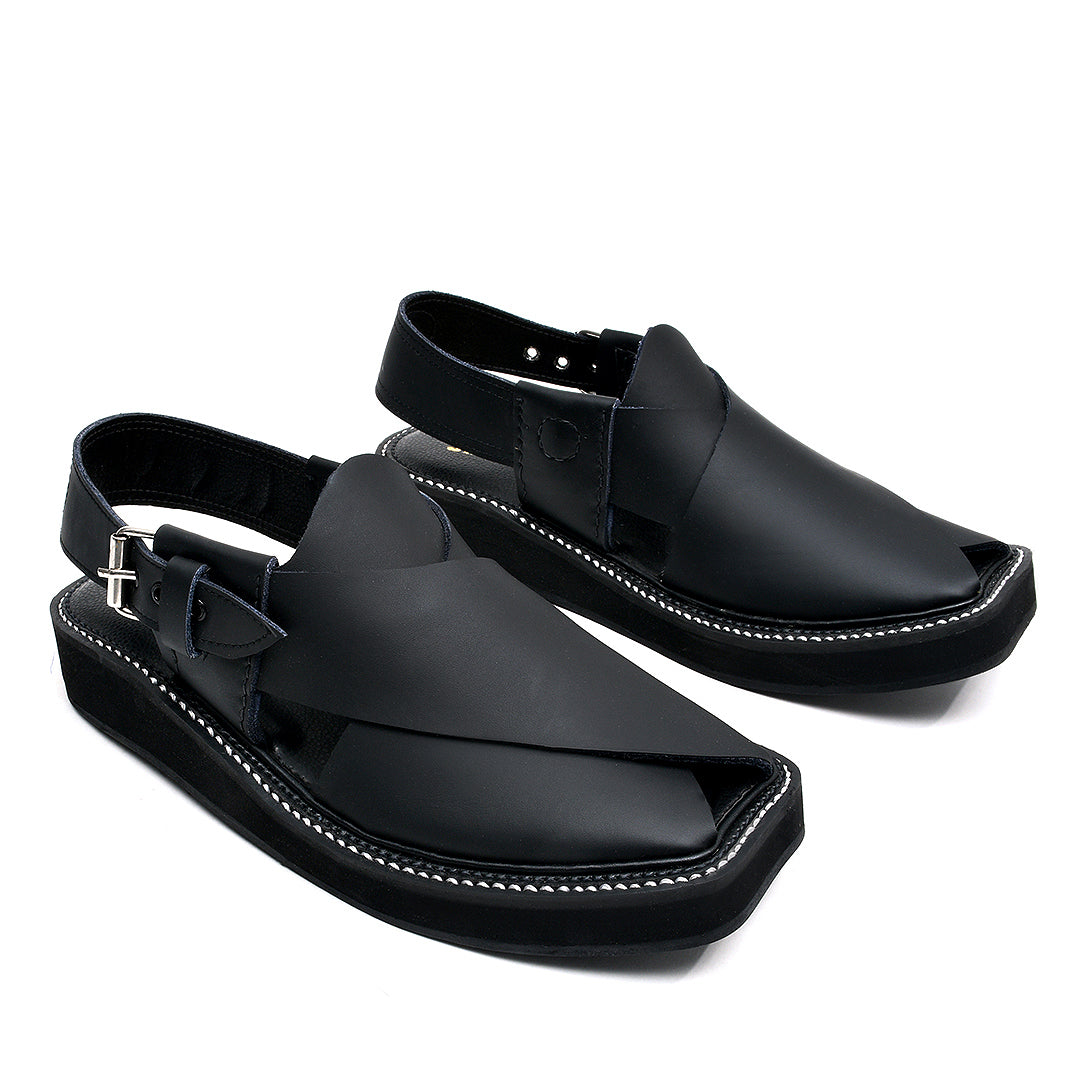 LEATHER PESHAWARI CHAPPAL - ATG0005 - BLACK