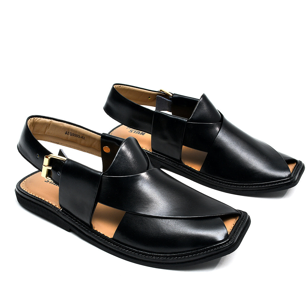 LEATHER PESHAWARI CHAPPAL - ATG0003 - BLACK