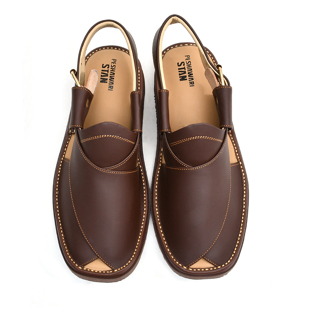LEATHER PESHAWARI CHAPPAL - ATG0002 - COFFEE