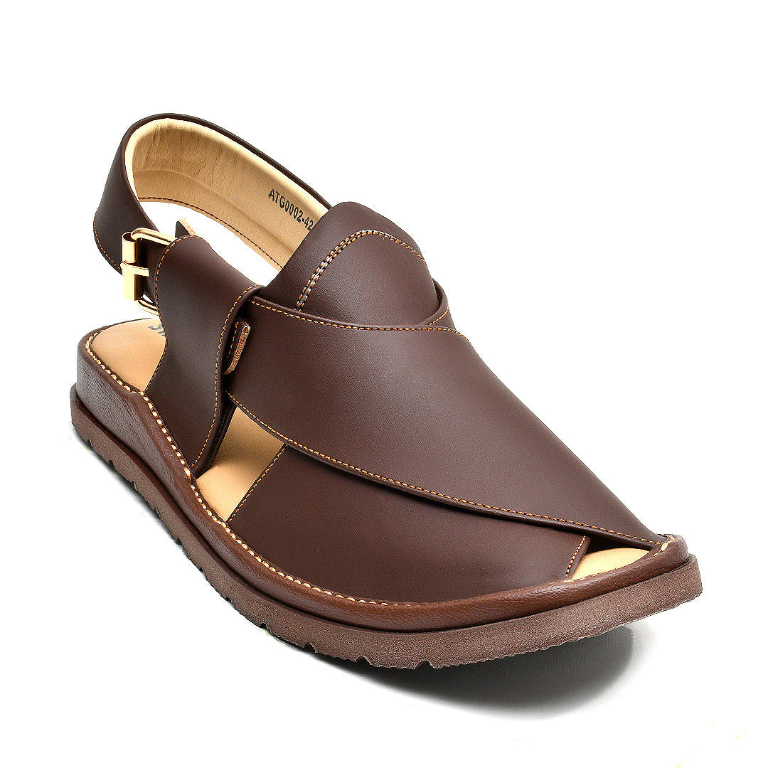 LEATHER PESHAWARI CHAPPAL - ATG0002 - COFFEE