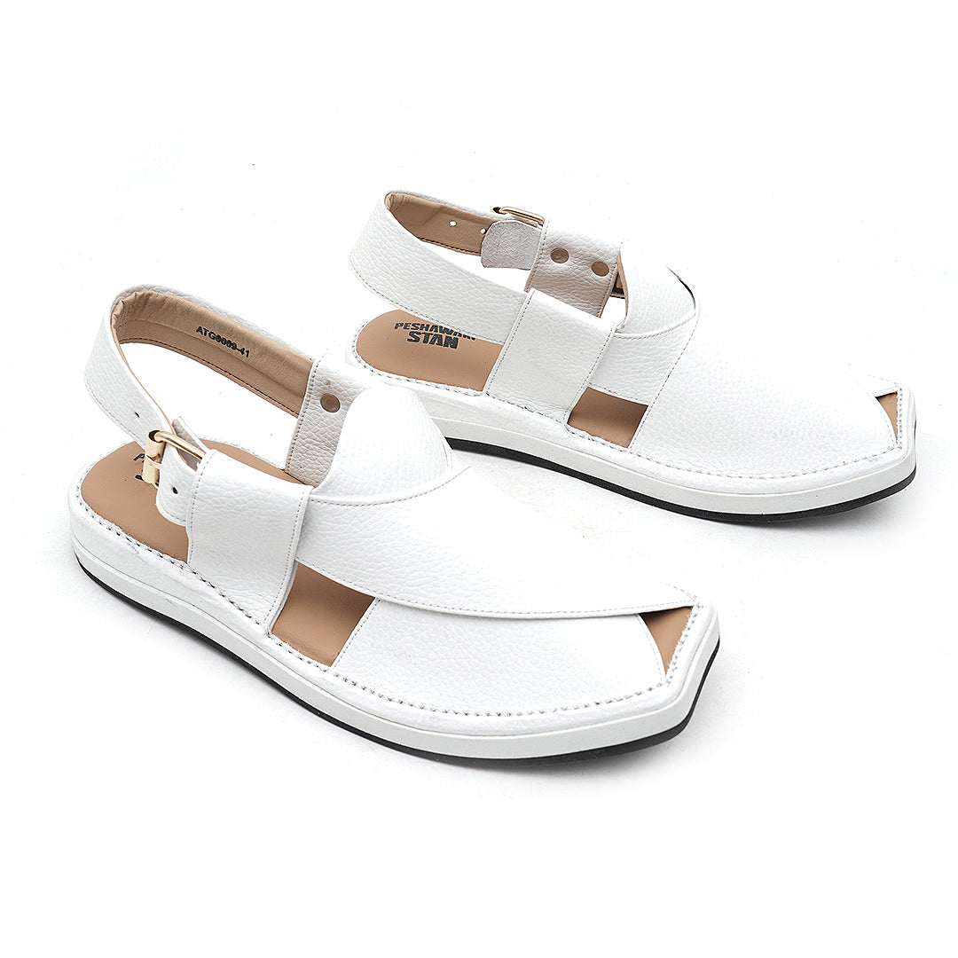 LEATHER PESHAWARI CHAPPAL - ATG0009 - WHITE