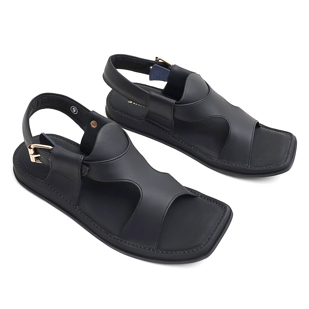 LEATHER PESHAWARI CHAPPAL - USG0004 - BLACK